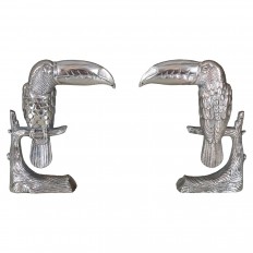 Pair of toucan nickel book ends